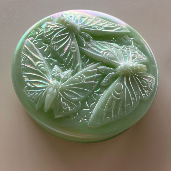 Fenton Other - Fenton sea green carnival revival butterfly bonbonierre